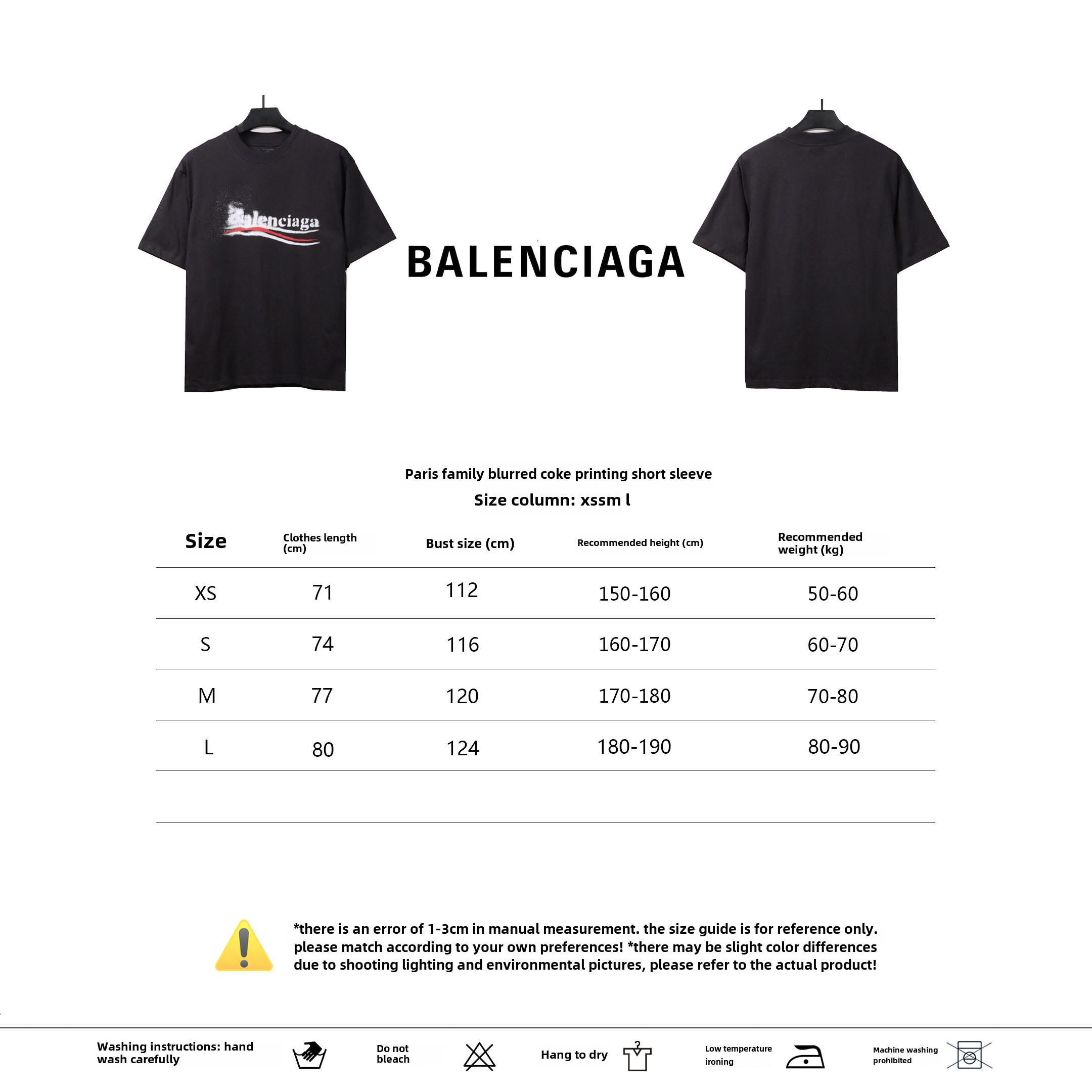 Balenciaga fuzzy cola print T-shirts dark blue
