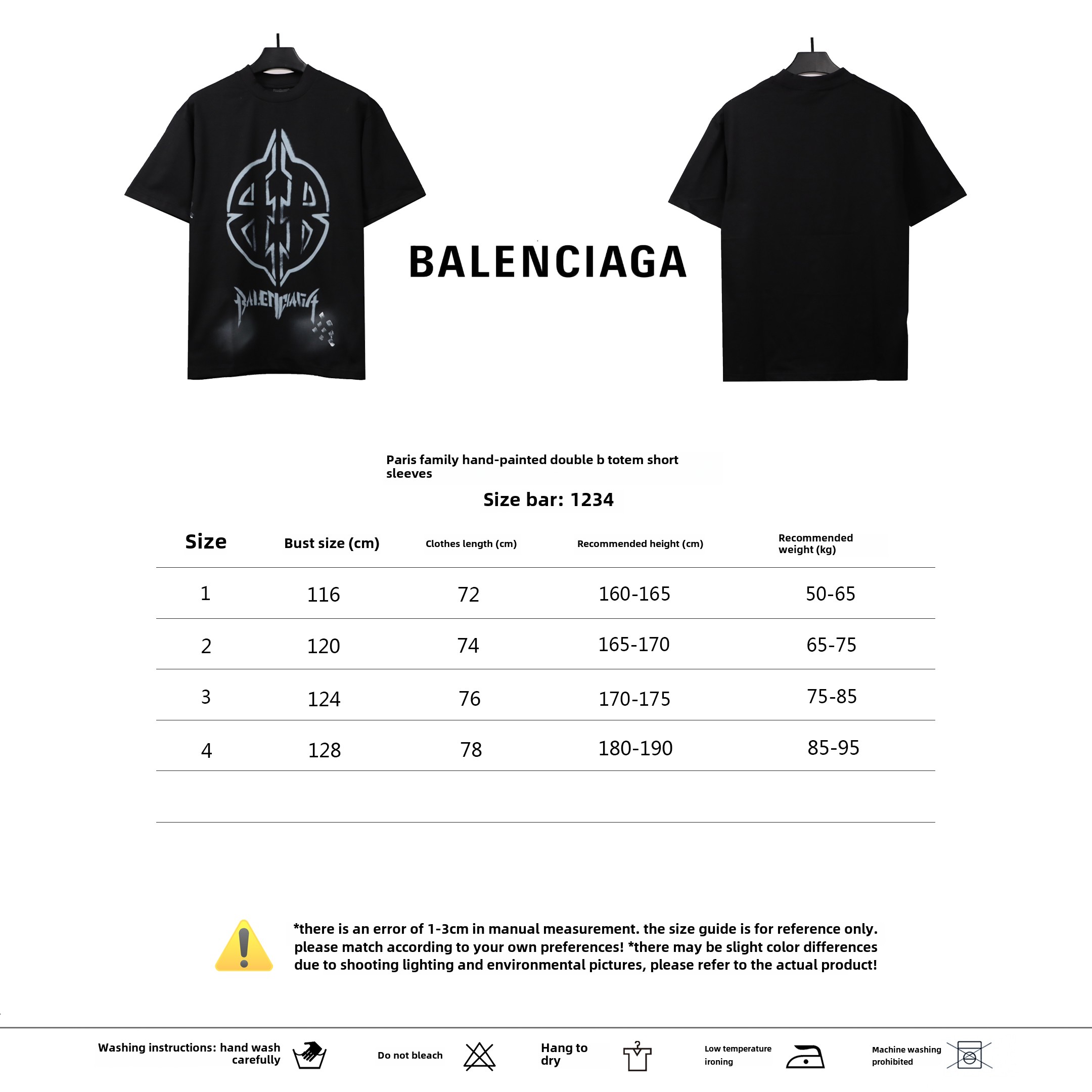 Balenciage hand-painted double B totem T-Shirts black