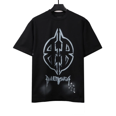Balenciaga hand-painted double B totem T-Shirts black 01