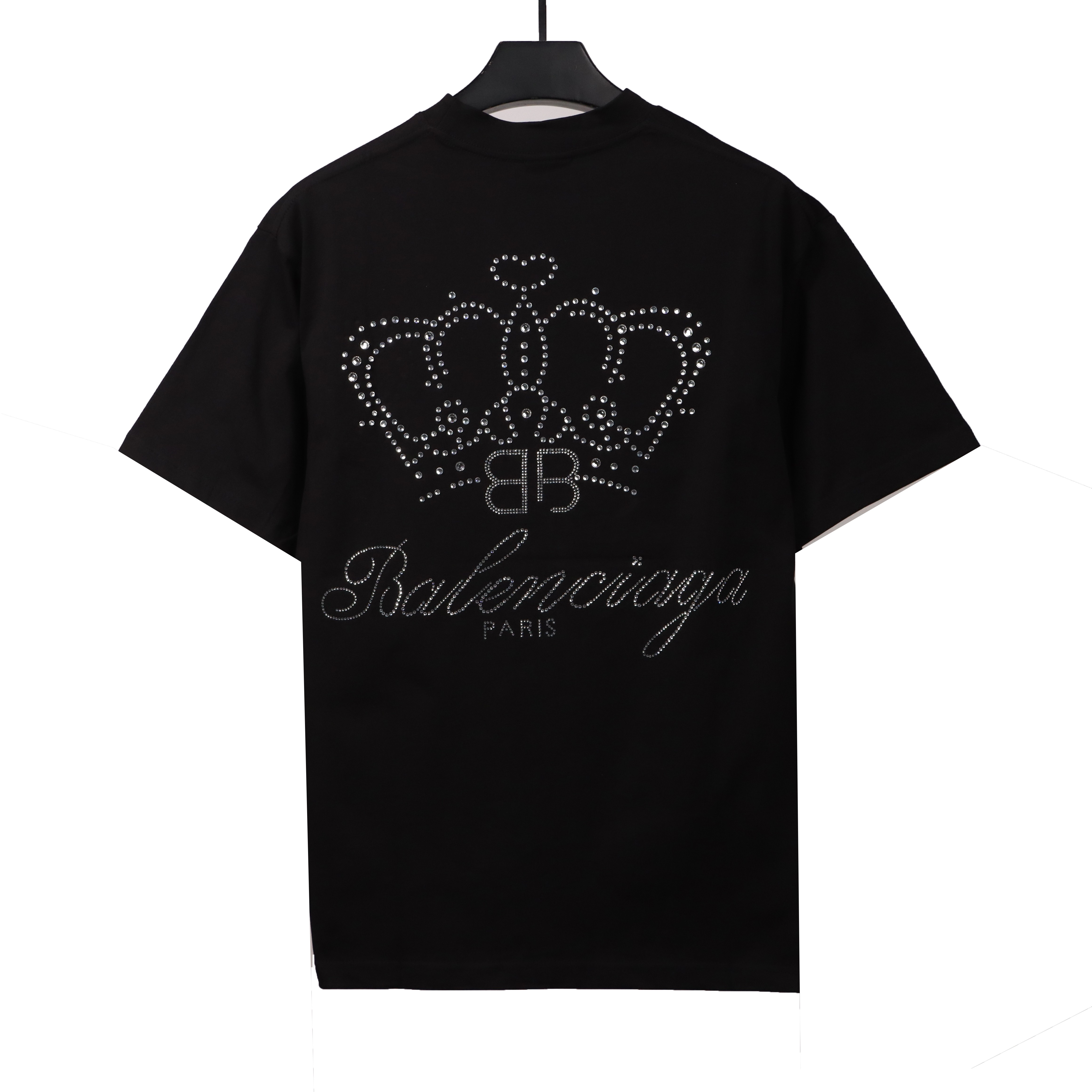 Balenciaga heavy crown hot diamond T-Shirts Black