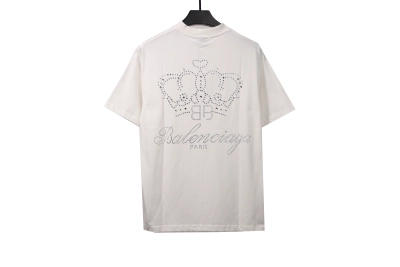 Balenciaga heavy crown hot diamond T-Shirts white 02
