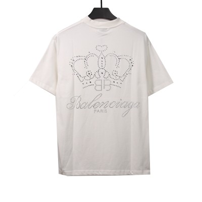 Balenciaga heavy crown hot diamond T-Shirts white 02