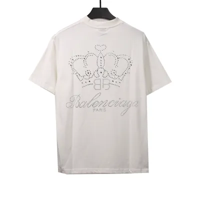  Balenciage heavy crown hot diamond T-Shirts white 02