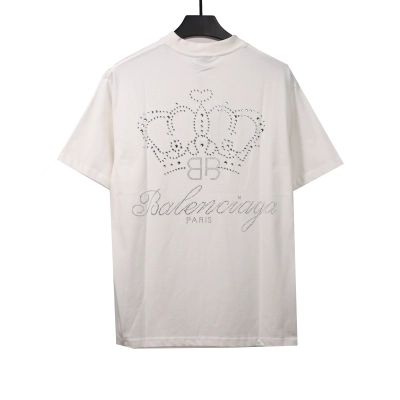 Balenciaga heavy crown hot diamond T-Shirts white 02