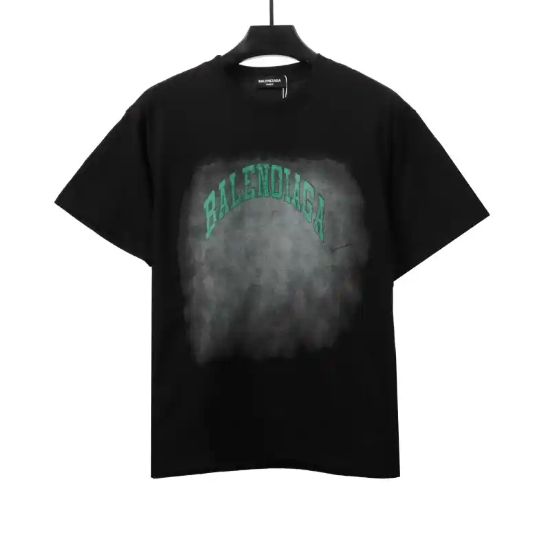  Balenciage Heavy Industrial Washed Double B Cracked T-Shirts