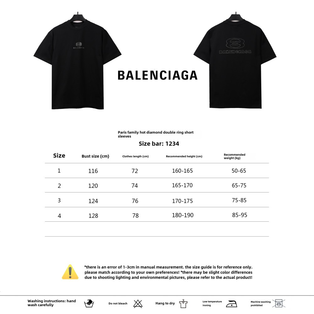 Balenciaga hot diamond double ring T-Shirts black