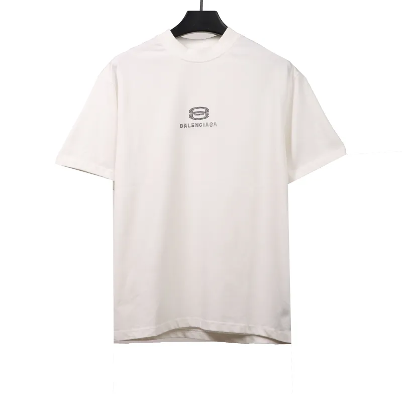  Balenciage hot diamond double ring T-Shirts white