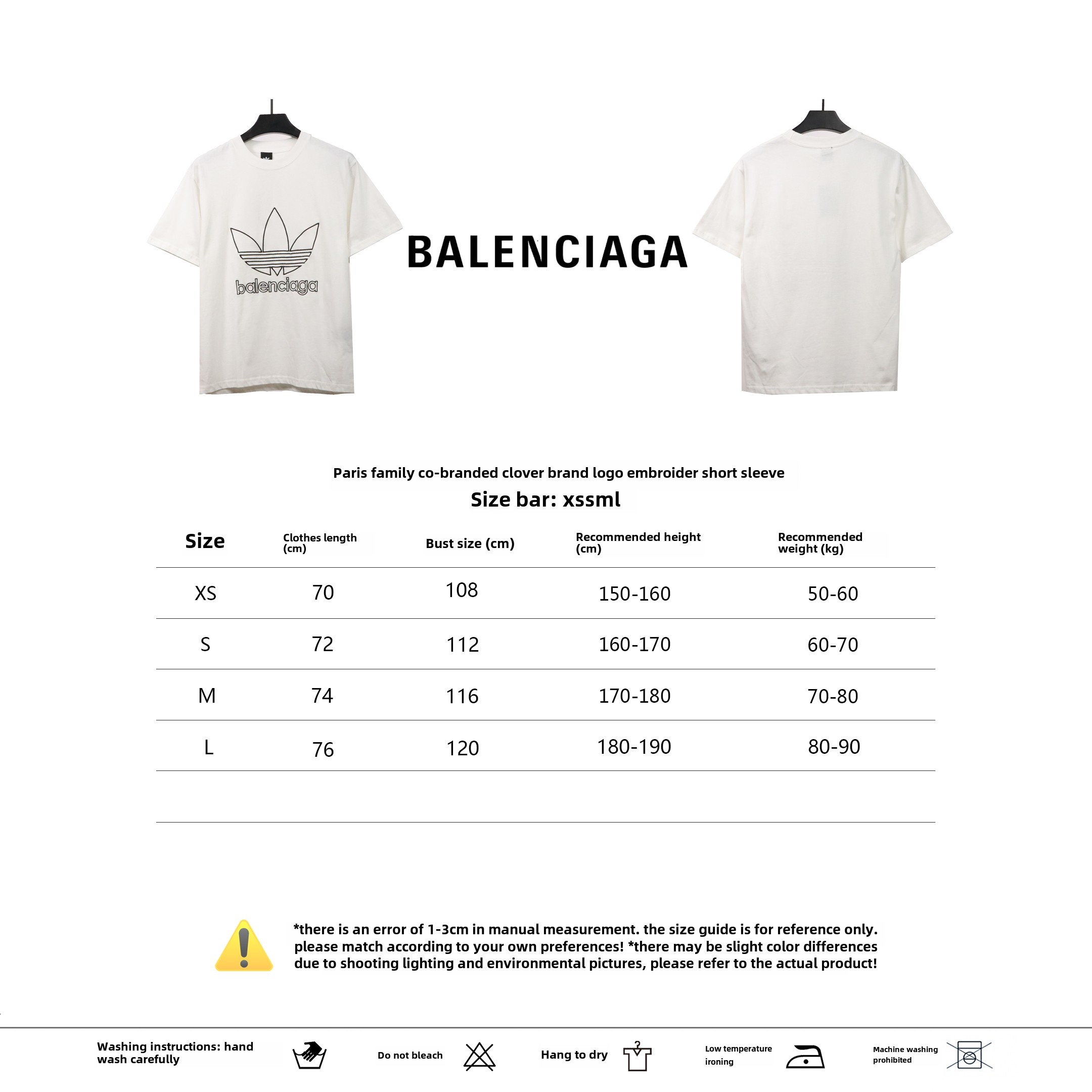 Balenciaga joint clover brand LOGO embroidered T-Shirts