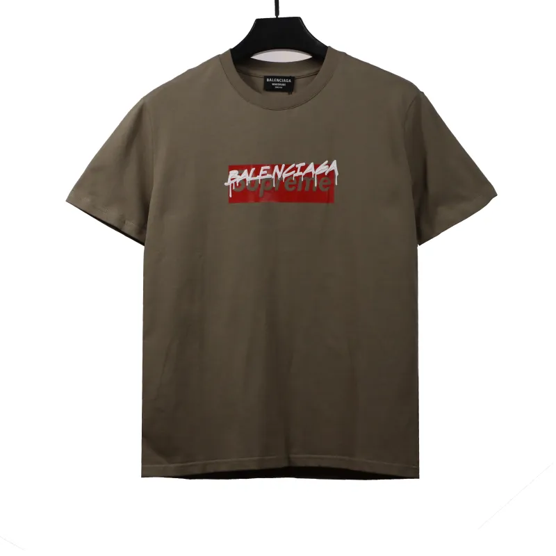  Balenciage joint SUP red graffiti T-Shirts