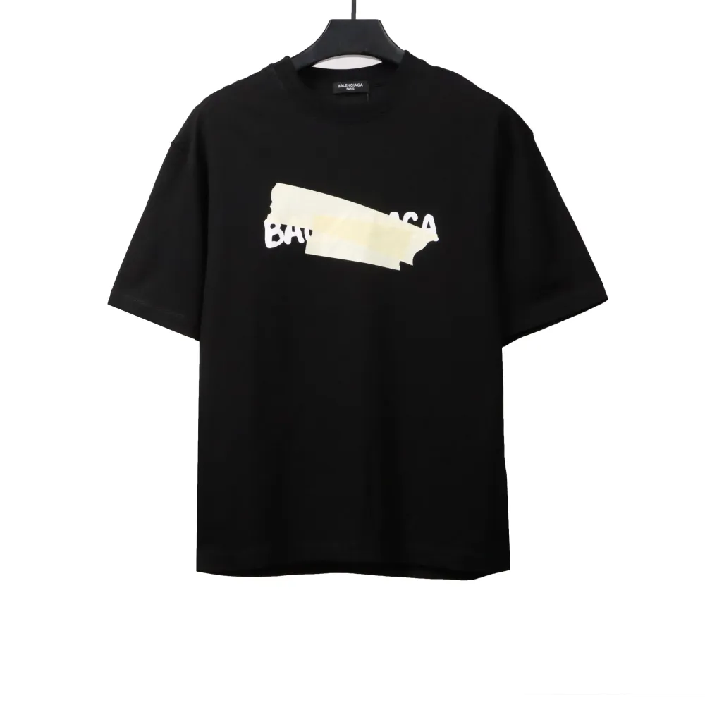  Balenciage Limited Rubber Strip Embossed T-Shirts Black