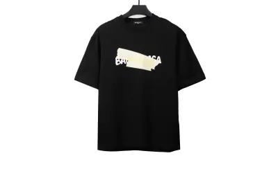 Balenciaga Limited Rubber Strip Embossed T-Shirts Black 01