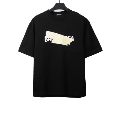  Balenciage Limited Rubber Strip Embossed T-Shirts Black 01