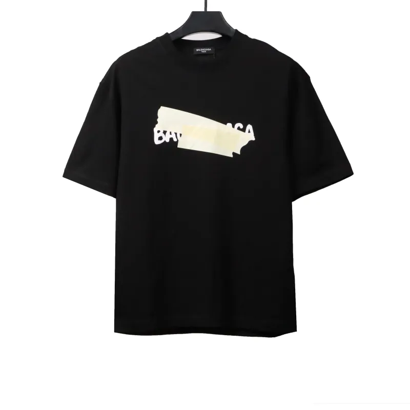  Balenciage Limited Rubber Strip Embossed T-Shirts Black