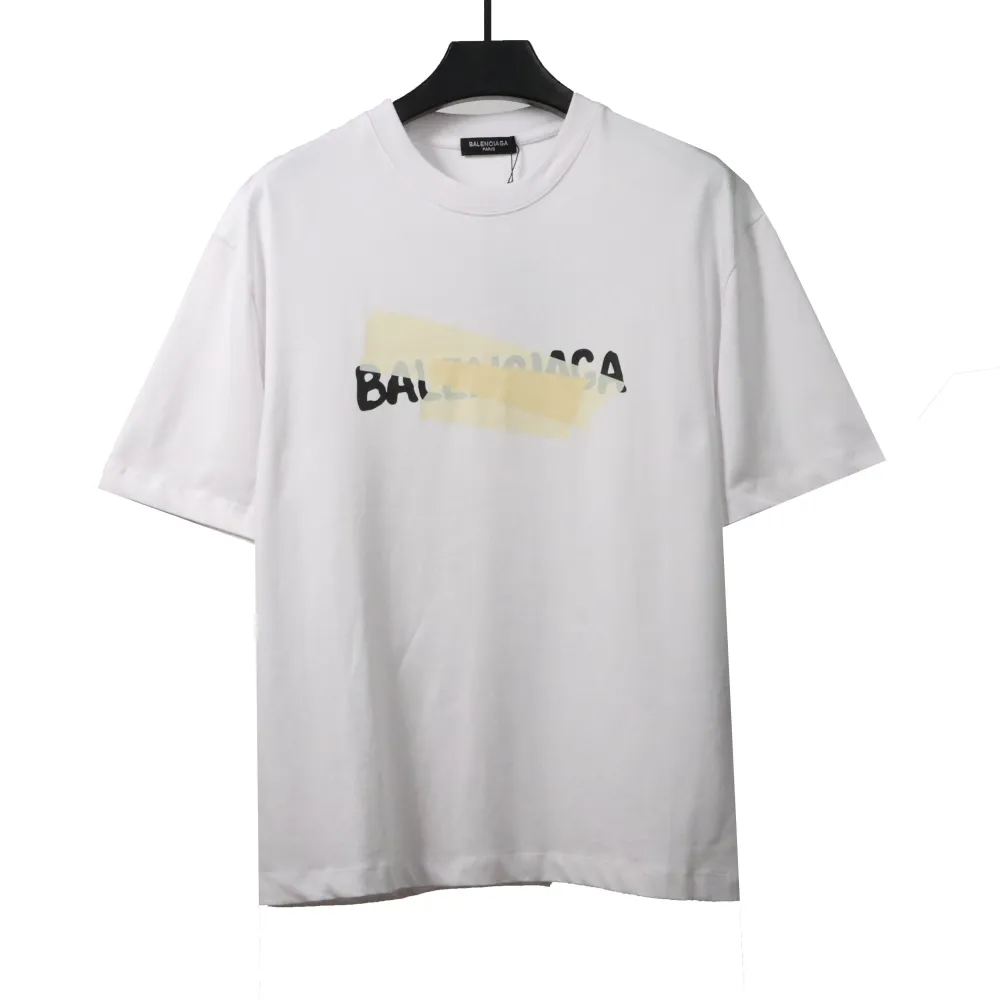  Balenciage Limited Rubber Strip Embossed T-Shirts White