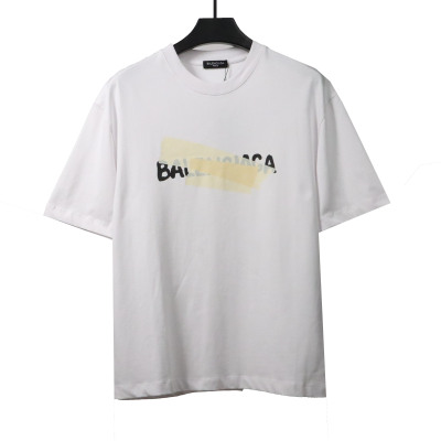  Balenciage Limited Rubber Strip Embossed T-Shirts White 01