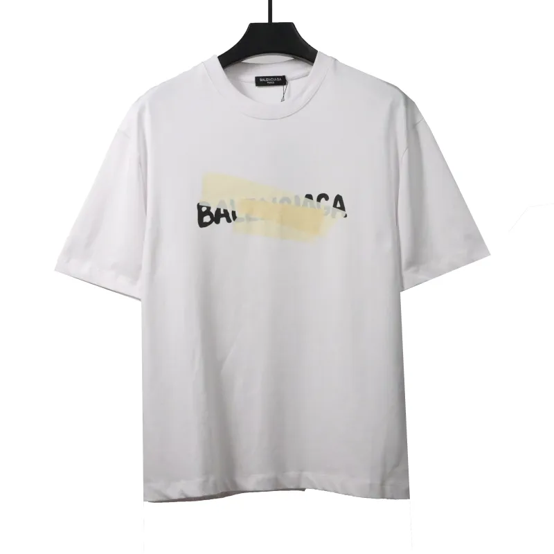  Balenciage Limited Rubber Strip Embossed T-Shirts White