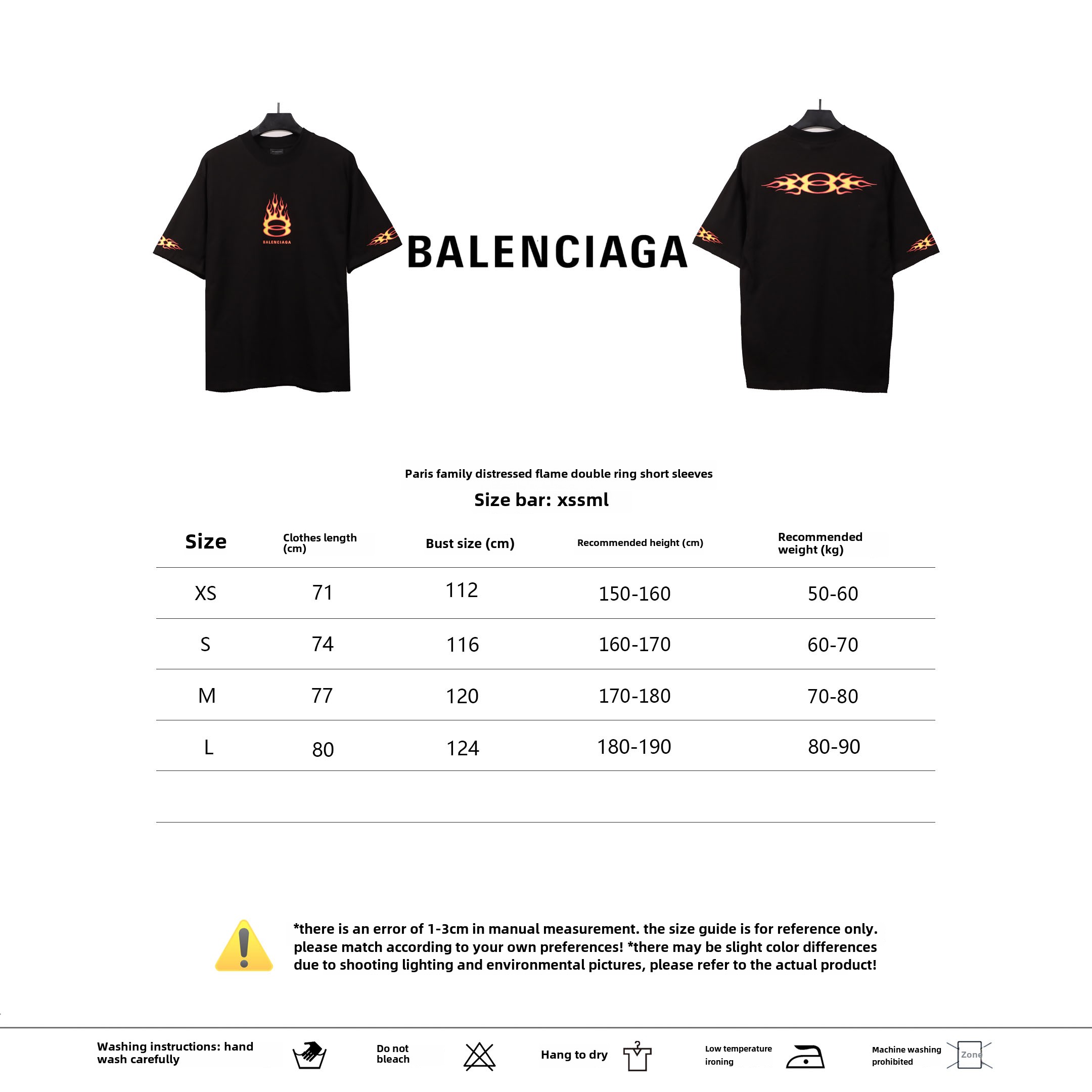 Balenciaga old flame double ring T-Shirts black