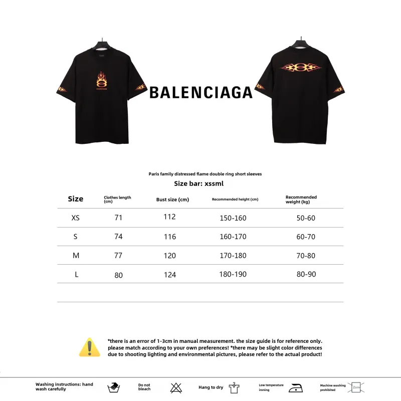  Balenciage old flame double ring T-Shirts black