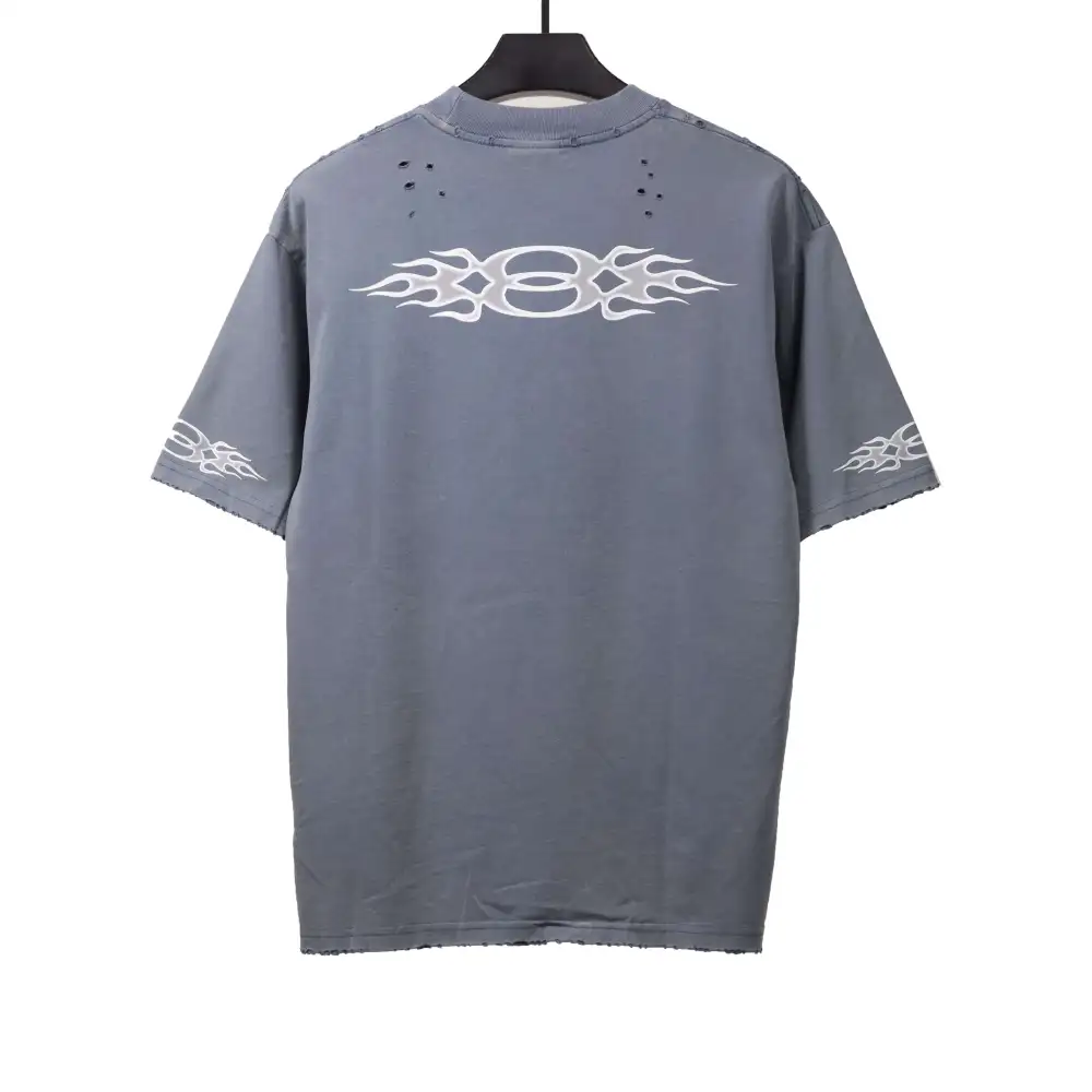  Balenciage old flame double ring T-Shirts blue