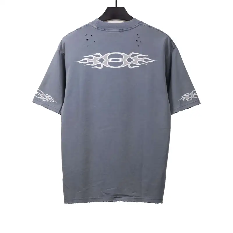  Balenciage old flame double ring T-Shirts blue