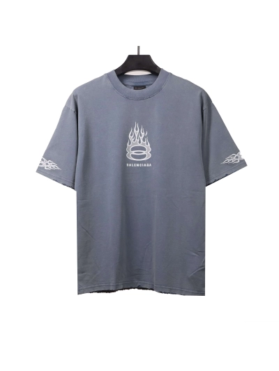 Balenciaga old flame double ring T-Shirts blue 01