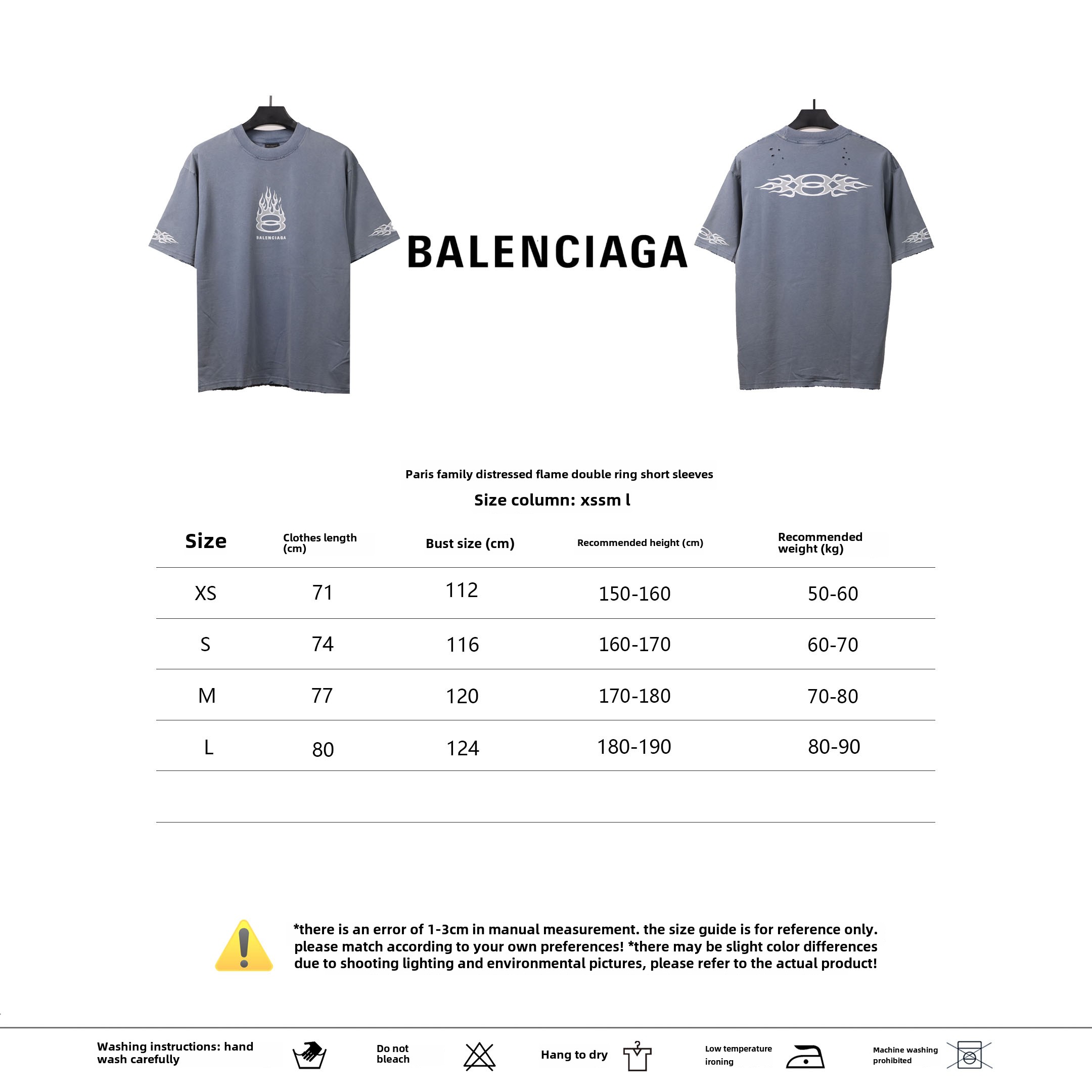 Balenciaga old flame double ring T-Shirts blue