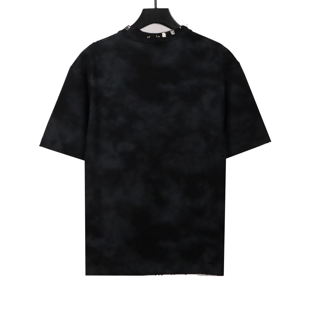 Balenciaga rivet pierced washed hole T-Shirts Black