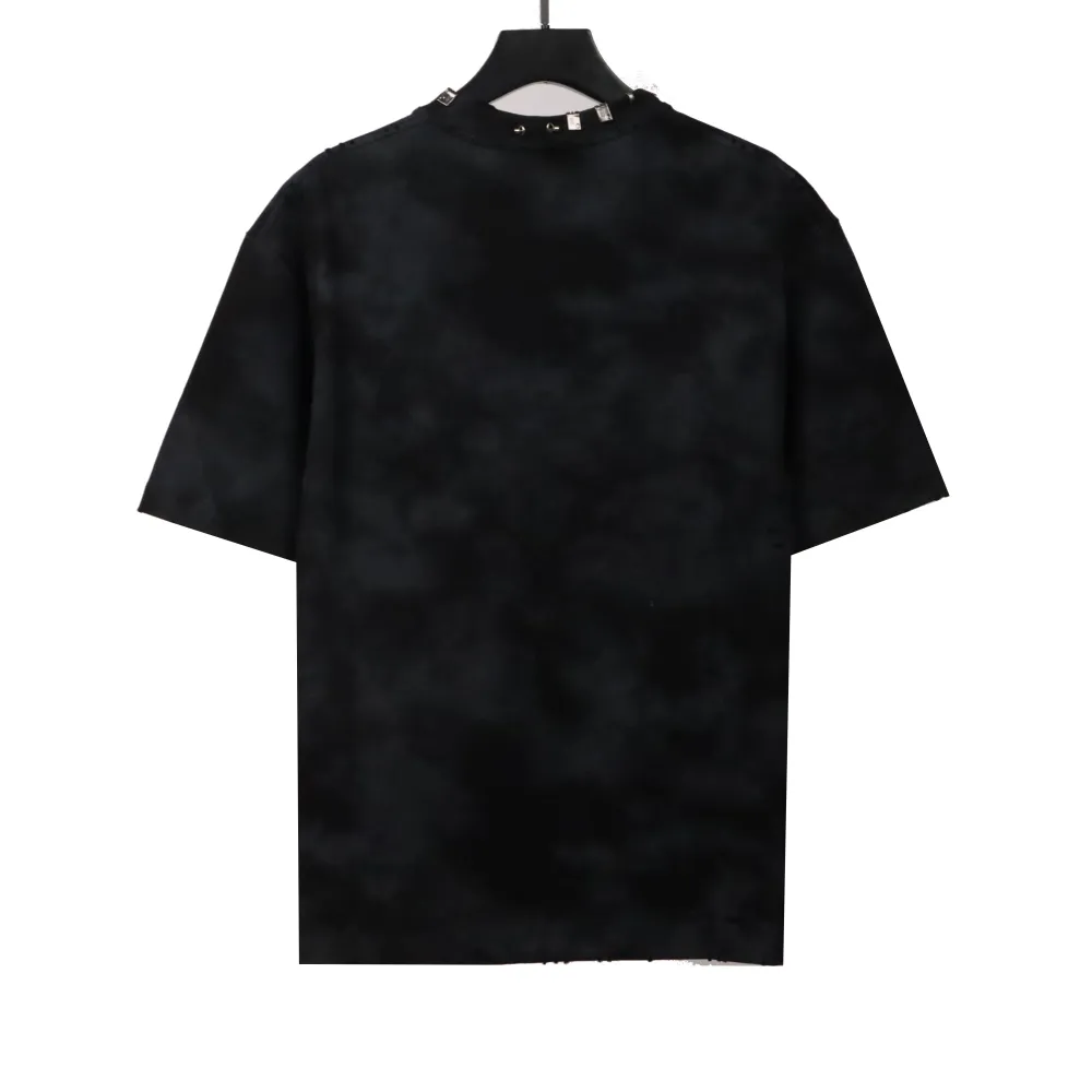 Balenciage rivet pierced washed hole T-Shirts Black