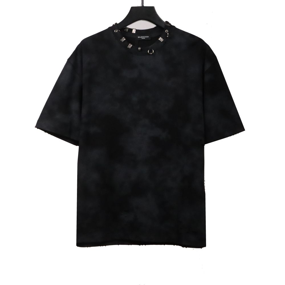 Balenciaga rivet pierced washed hole T-Shirts Black