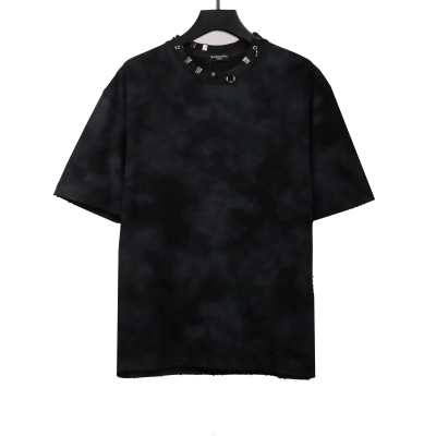 Balenciaga rivet pierced washed hole T-Shirts Black 01