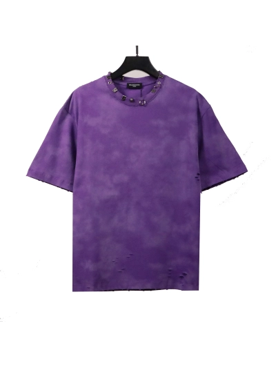 Balenciaga rivet pierced washed hole T-Shirts purple 01
