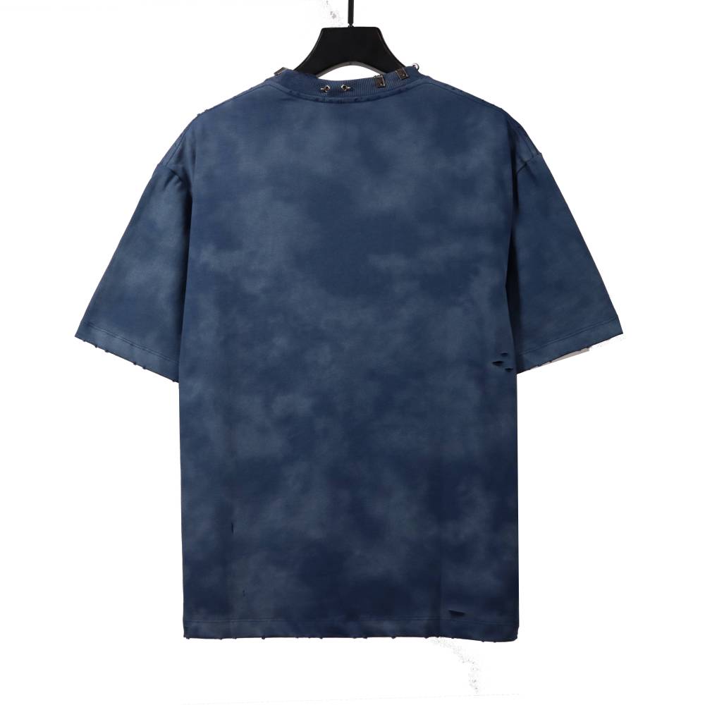 Balenciaga rivet puncture washed hole T-Shirts blue