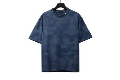 Balenciaga rivet puncture washed hole T-Shirts blue 01