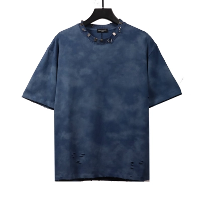 Balenciaga rivet puncture washed hole T-Shirts blue 01