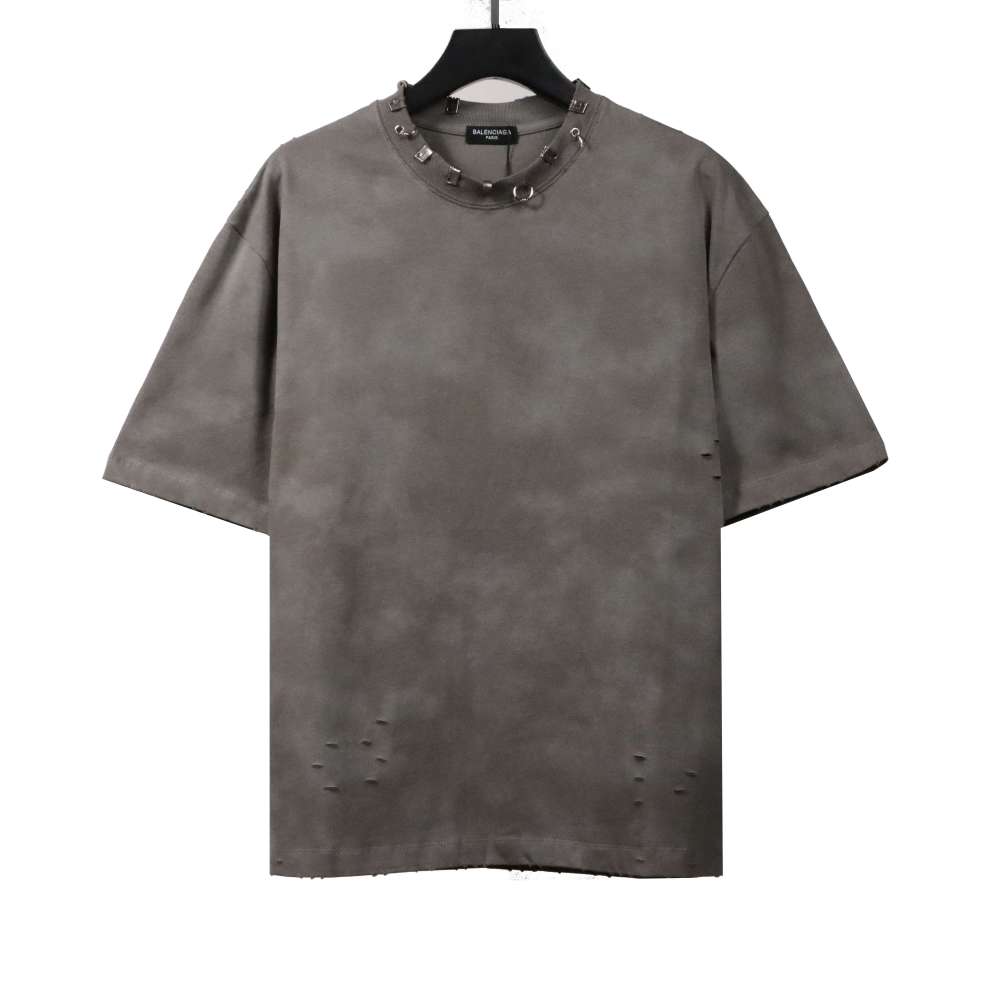 Balenciaga rivet puncture washed hole T-Shirts gray