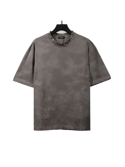 Balenciaga rivet puncture washed hole T-Shirts gray 01