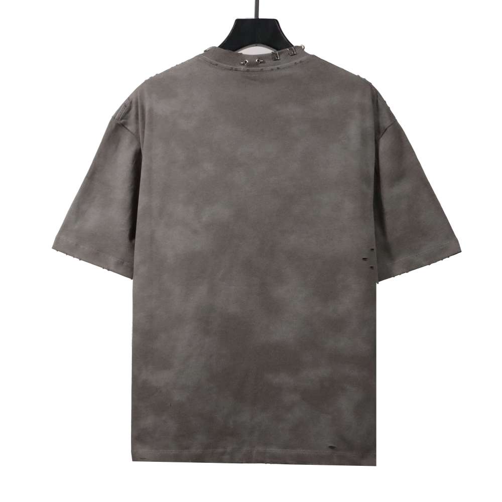 Balenciaga rivet puncture washed hole T-Shirts gray