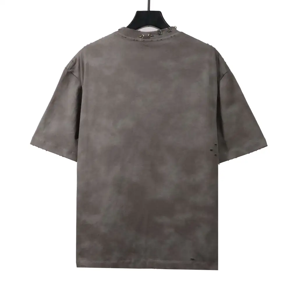  Balenciage rivet puncture washed hole T-Shirts gray