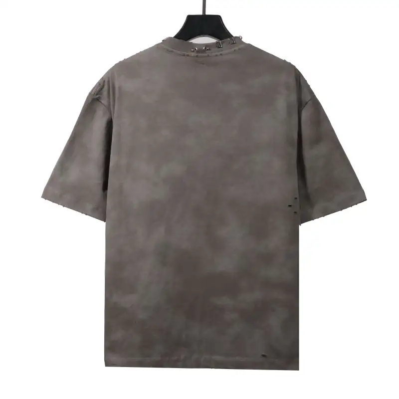  Balenciage rivet puncture washed hole T-Shirts gray