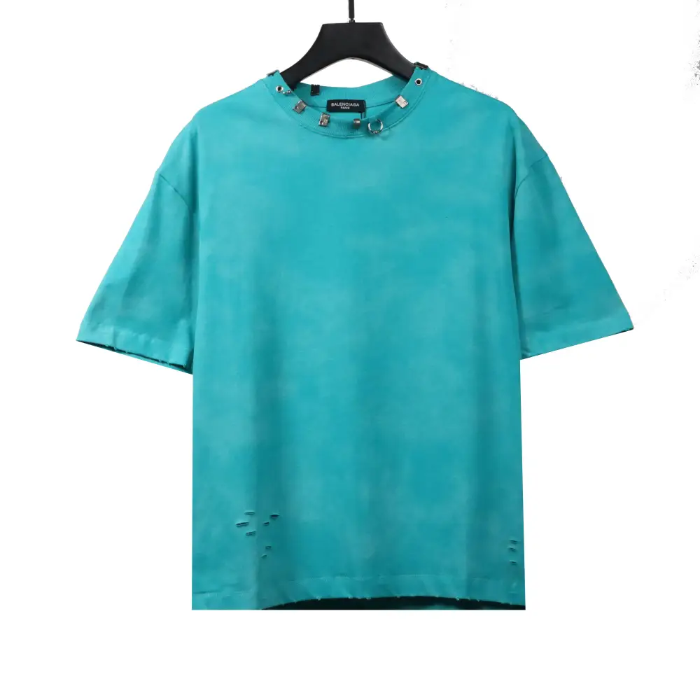 Balenciage rivet puncture washed hole T-Shirts green