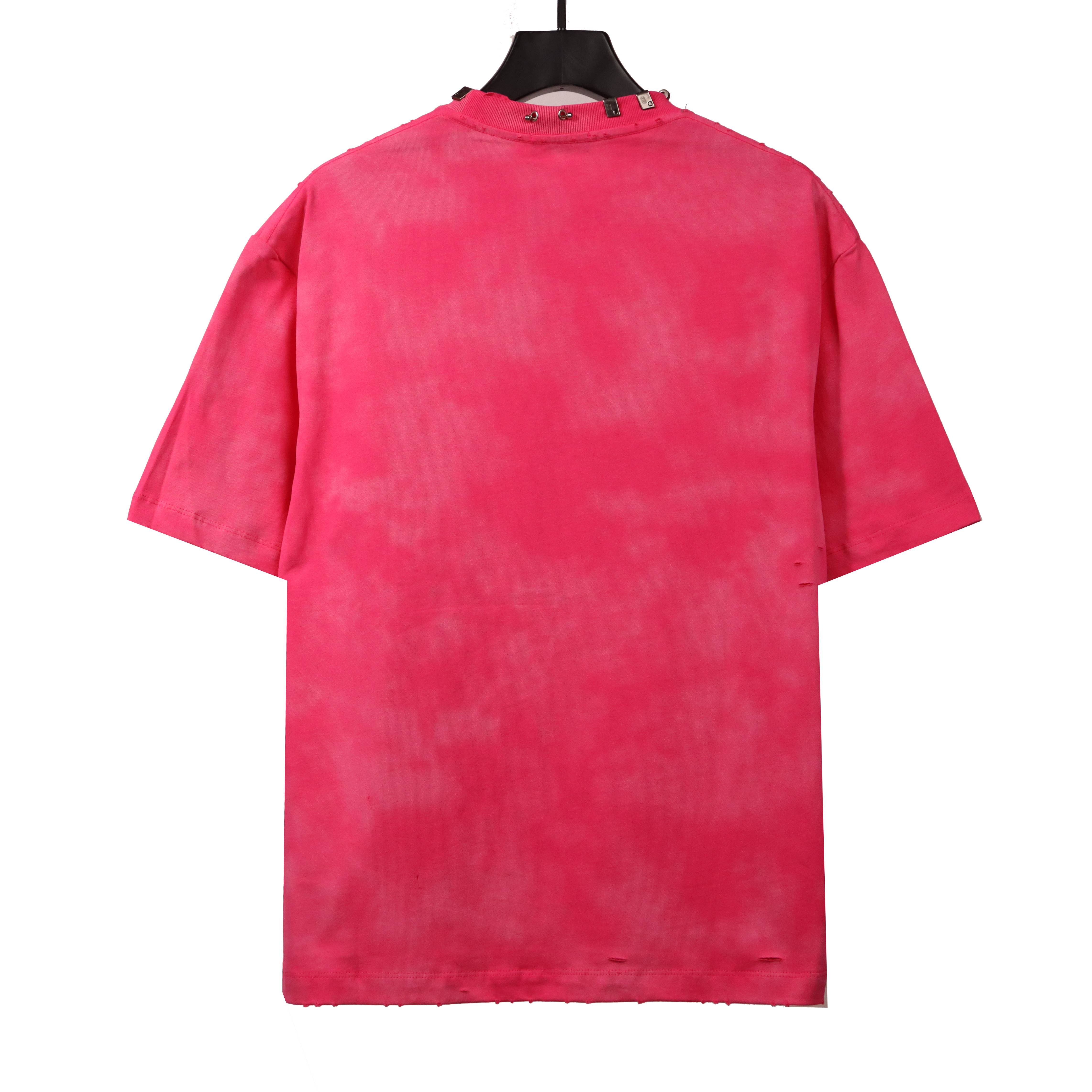 Balenciage rivet puncture washed hole T-Shirts pink