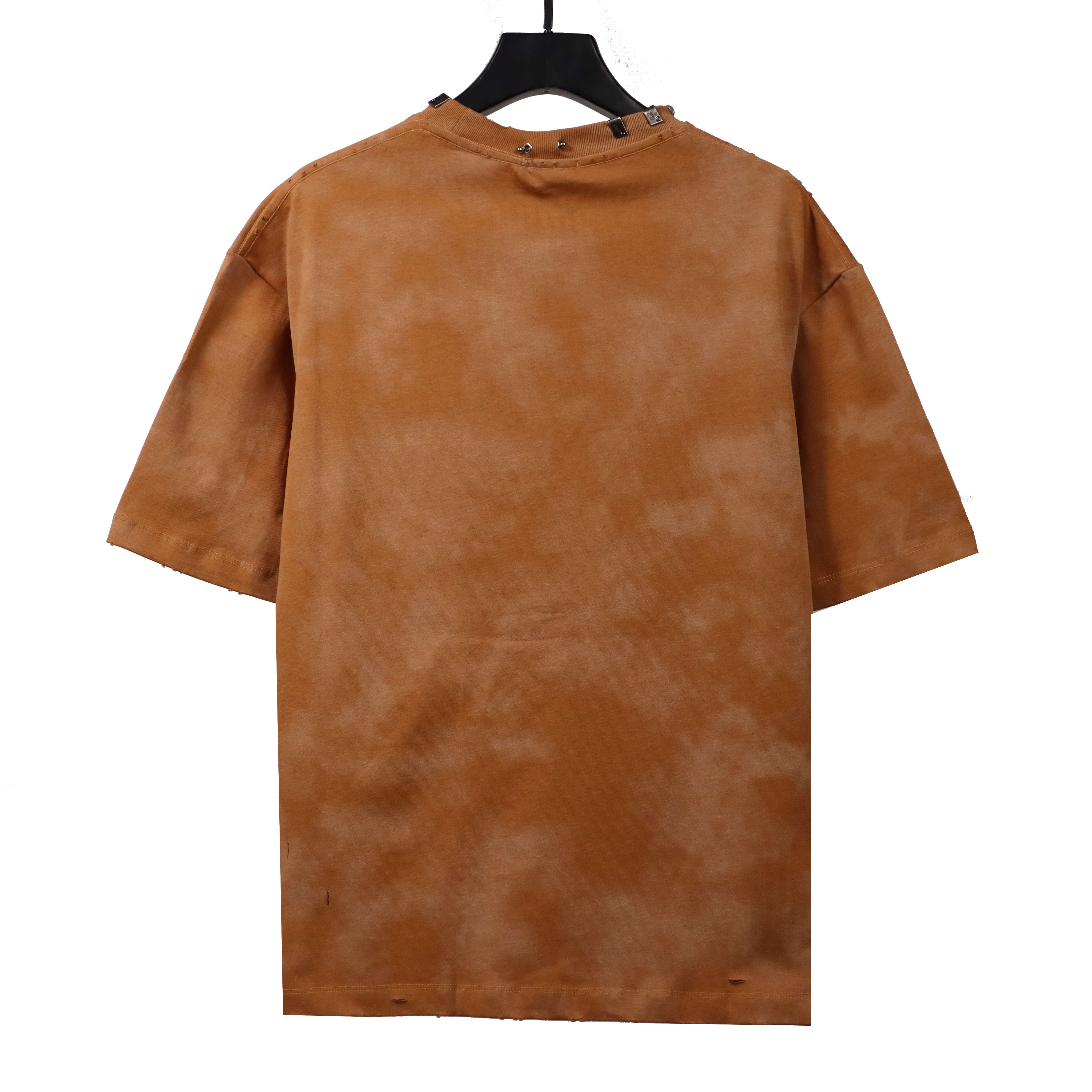 Balenciage rivet puncture washed hole T-Shirts yellow