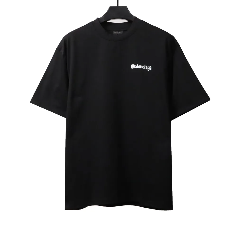  Balenciage simple graffiti small letter T-shirts black