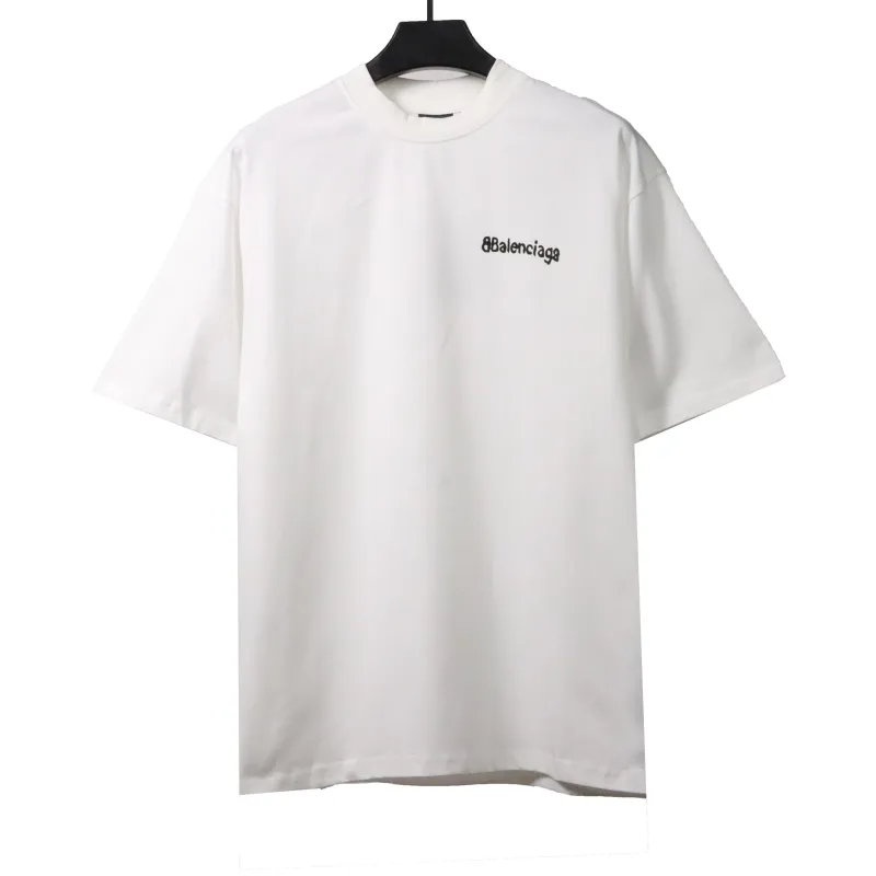  Balenciage simple graffiti small letter T-shirts white