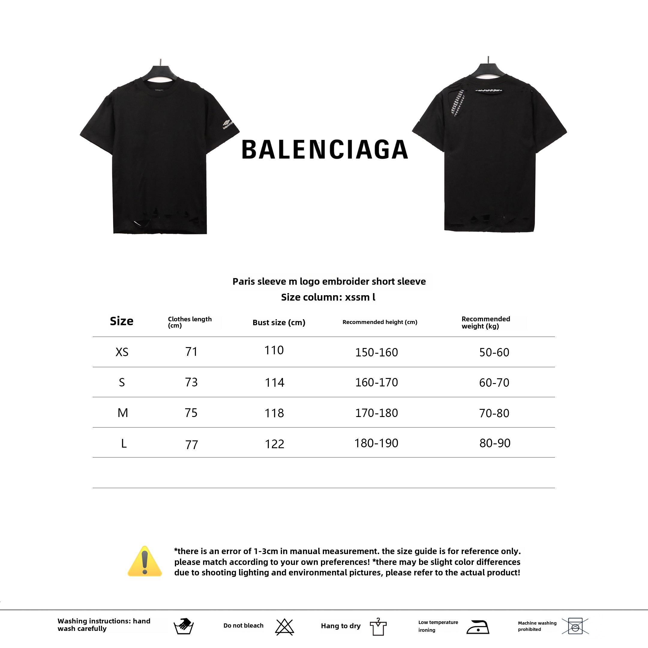 Balenciaga sleeve M logo embroidered T-Shirts 1