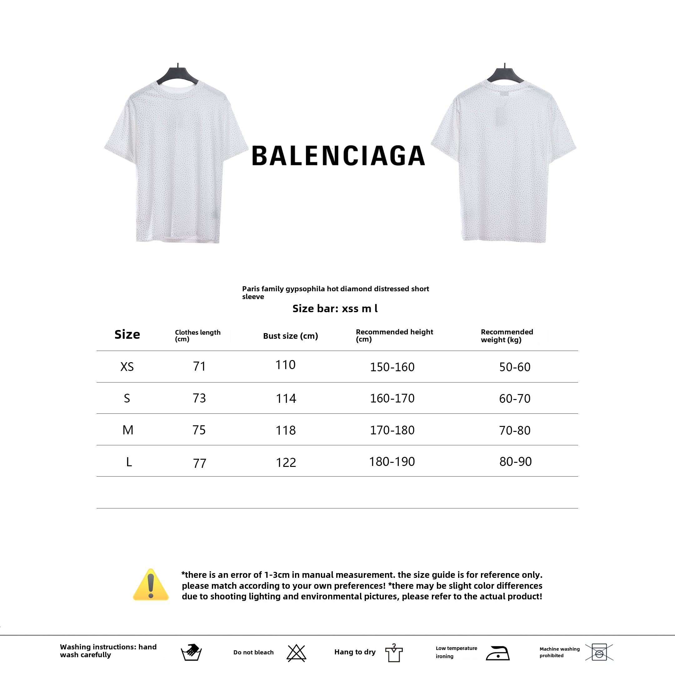 Balenciaga starry sky hot diamond distressed T-Shirts