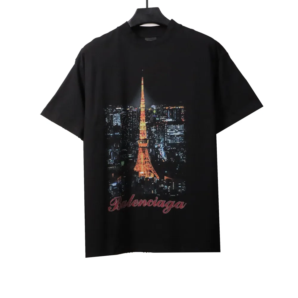 Balenciage Tokyo Tower night view T-Shirts black