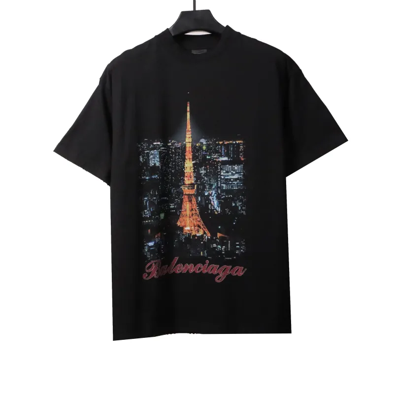 Balenciage Tokyo Tower night view T-Shirts black