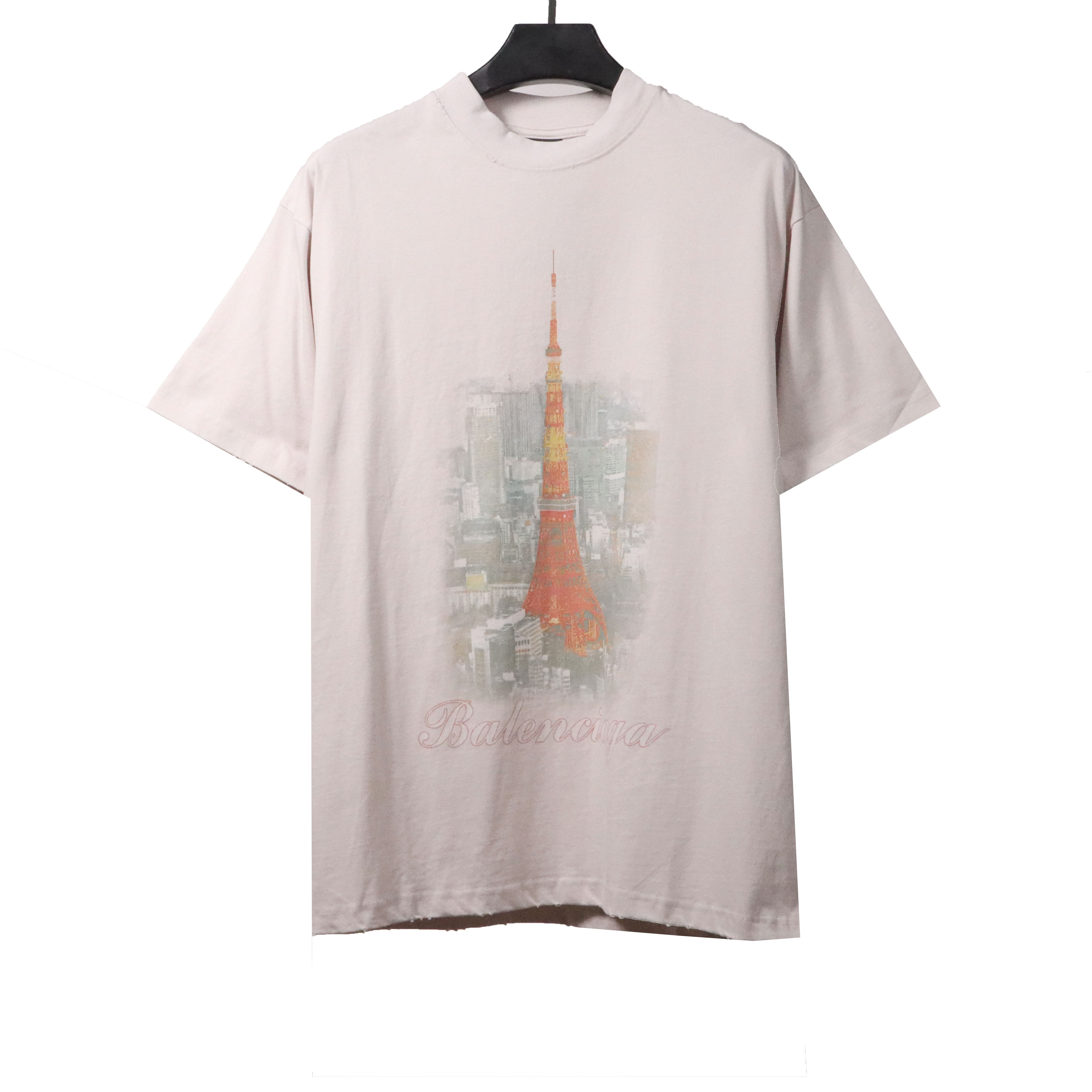 Balenciaga Tokyo Tower night view T-Shirts white