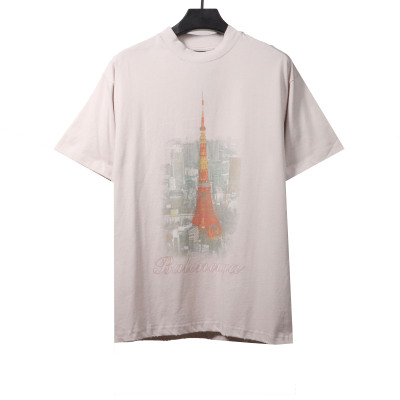 Balenciaga Tokyo Tower night view T-Shirts white 01